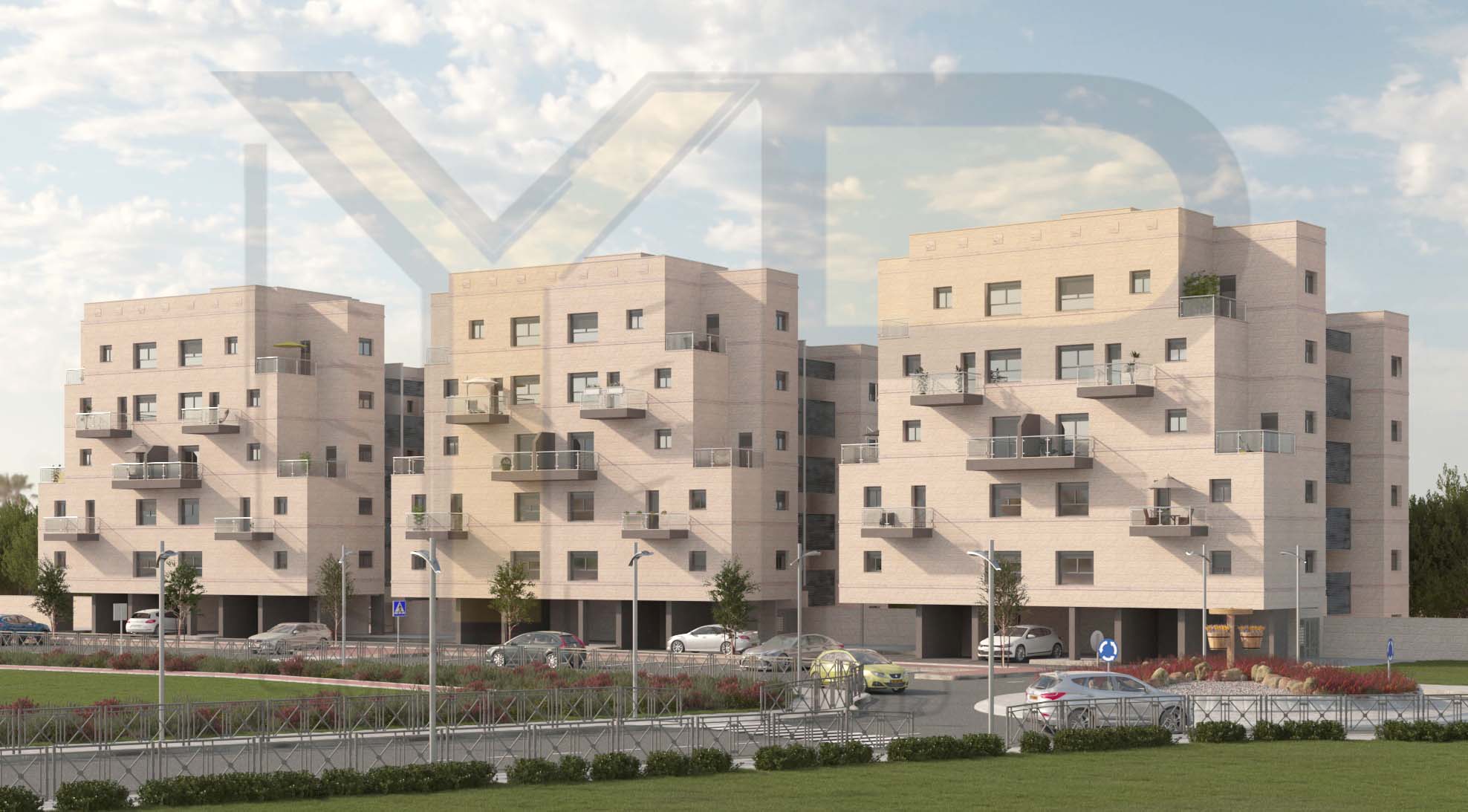 הדמיית חוץ של בניין מגורים של YP3D